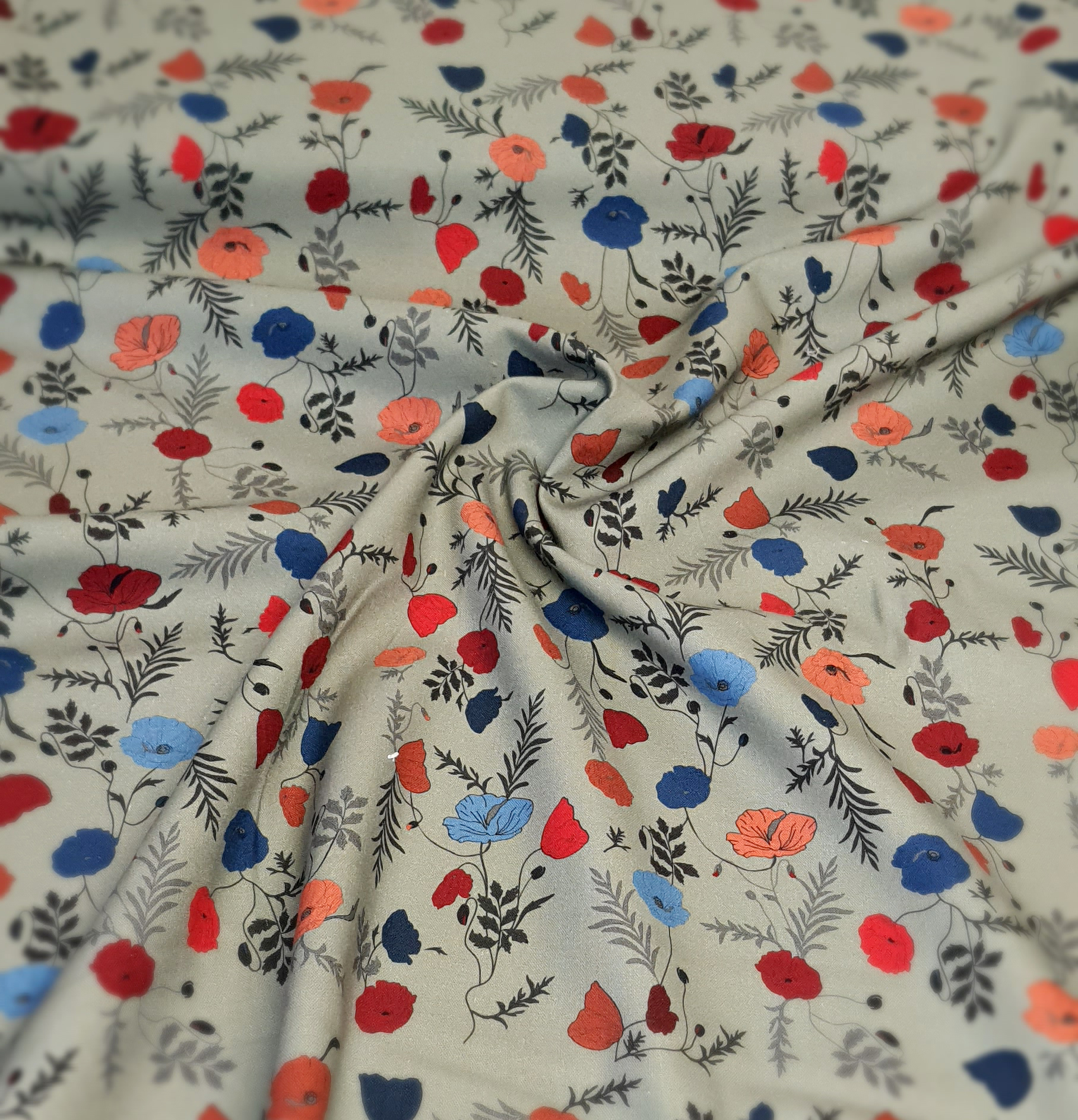 Sewing-sanctuary > LINEN | POPPIES [ GREEN] - £ 6.50