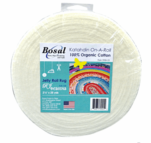 Bosal Katahdin - Jelly Roll: Strips Rug Batting Organic Cotton Blend - On-A-Roll - 2.5 inches x 25 yards