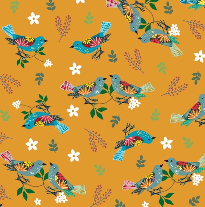 COTTON | WINTER BIRDS (Orange)