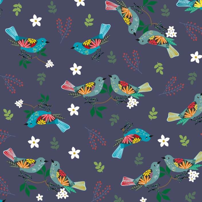 COTTON | WINTER BIRDS (Grey)