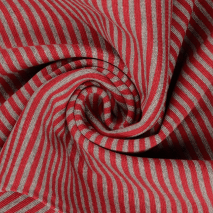 RIB CUFFING | STRIPED (Red & Grey)
