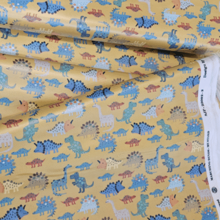 ECO-LAMINATED | MARCHING DINO (Mustard)
