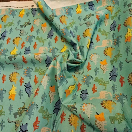 COTTON | MARCHING DINO (Light Blue)