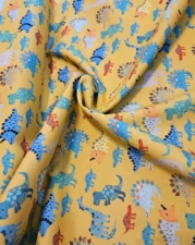 COTTON | MARCHING DINO (Mustard)