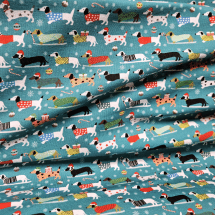 FRENCH TERRY | DACHSHUND'S CHRISTMAS (Turquoise)