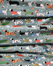 FRENCH TERRY | DACHSHUND'S CHRISTMAS  (Ocean Blue)
