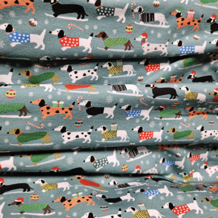 FRENCH TERRY | DACHSHUND'S CHRISTMAS  (Ocean Blue)