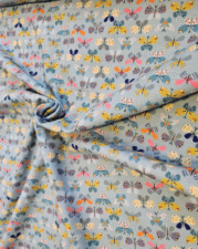 COTTON JERSEY | BUTTERFLIES (Pastel Blue)