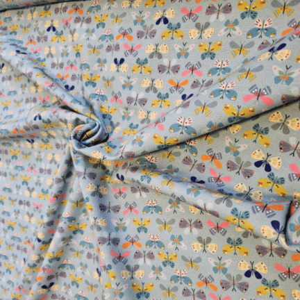 COTTON JERSEY | BUTTERFLIES (Pastel Blue)