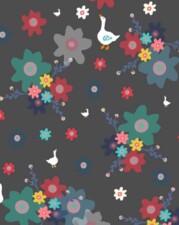 COTTON | DUCK'S PICNIC DAY (Dark Grey)
