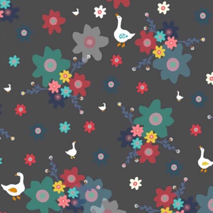 COTTON | DUCK'S PICNIC DAY (Dark Grey)