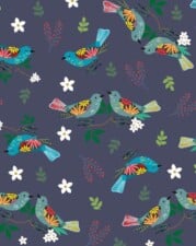 COTTON | WINTER BIRDS (Grey)