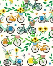 ECO-LAMINATED | SUNFLOWERS & BIKES (White)