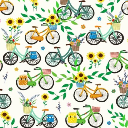 ECO-LAMINATED | SUNFLOWERS & BIKES (White)