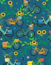 ECO-LAMINATED | SUNFLOWERS & BIKES (Turquoise)