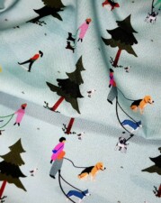 LINEN/COTTON | DOG WALKERS (Light Blue)