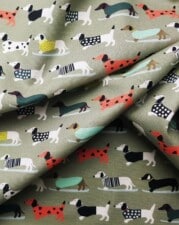 COTTON | DACHSHUNDS (Green)