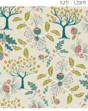QUILTING COTTON | FERN & POMEGRANATE (Cream)