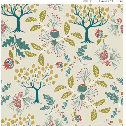 QUILTING COTTON | FERN & POMEGRANATE (Cream)
