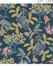 QUILTING COTTON | FERN & POMEGRANATE (Navy)