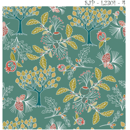 QUILTING COTTON | FERN & POMEGRANATE (Sage Green)