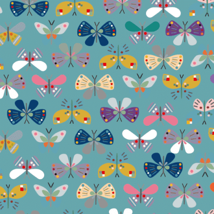 COTTON JERSEY | BUTTERFLIES (Teal)