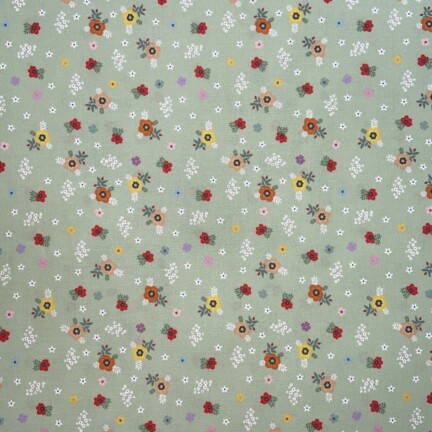 COTTON | PANSIES (Tea Green)
