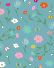 ECO-LAMINATED | DAISY & BUTTERFLIES (Dusty Blue)