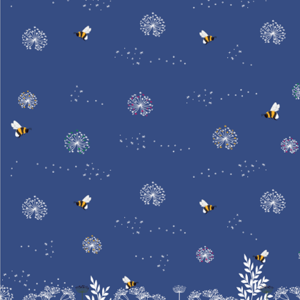 ECO-LAMINATED | CHANTING MEADOW D. BORDER (Sea Blue)