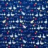 Corduroy Duck's Picnic Day Navy. Navy background. Ducks with ducklings, cats and flowers in bright colours.