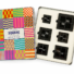 PNQ Square Stamp Set of 6 in colourful patterned storage tin