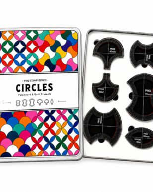 PNQ Circles Stamp Set of 6 in colourful patterned storage tin