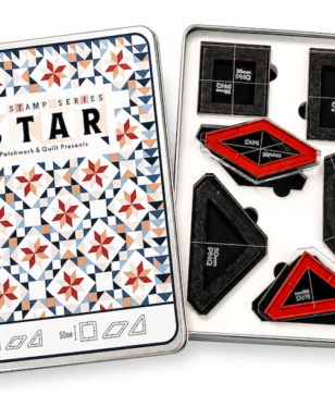 PNQ Star Stamp Set of 6 in colourful patterned storage tin