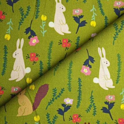 COTTON | RABBIT & SQUIRREL (Green)