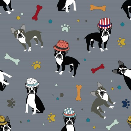 COTTON | RAINING HATS & DOGS (Dark Grey)