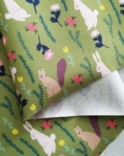REVERSE SIDE ECO-LAM | RABBIT & SQUIRREL (Green)