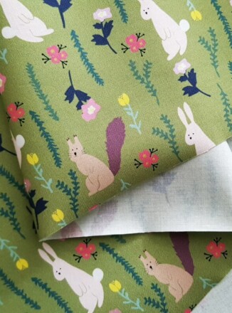 REVERSE SIDE ECO-LAM | RABBIT & SQUIRREL (Green)